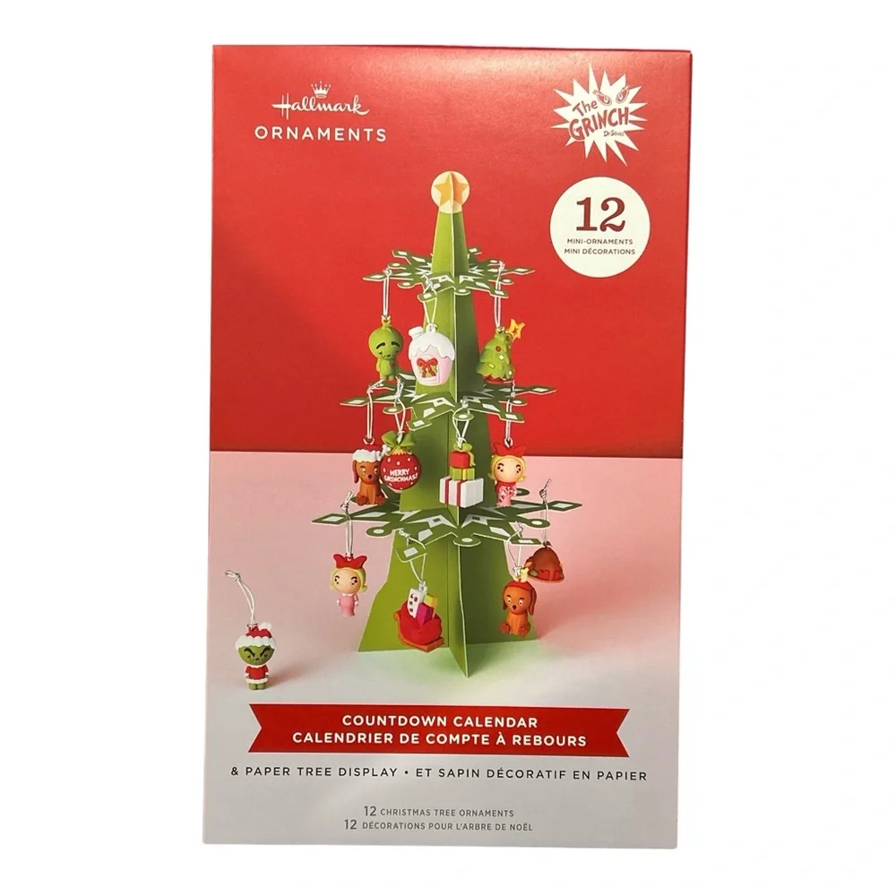 Hallmark‎ The Grinch Countdown Calendar Mini Christmas Tree 12 Ornaments